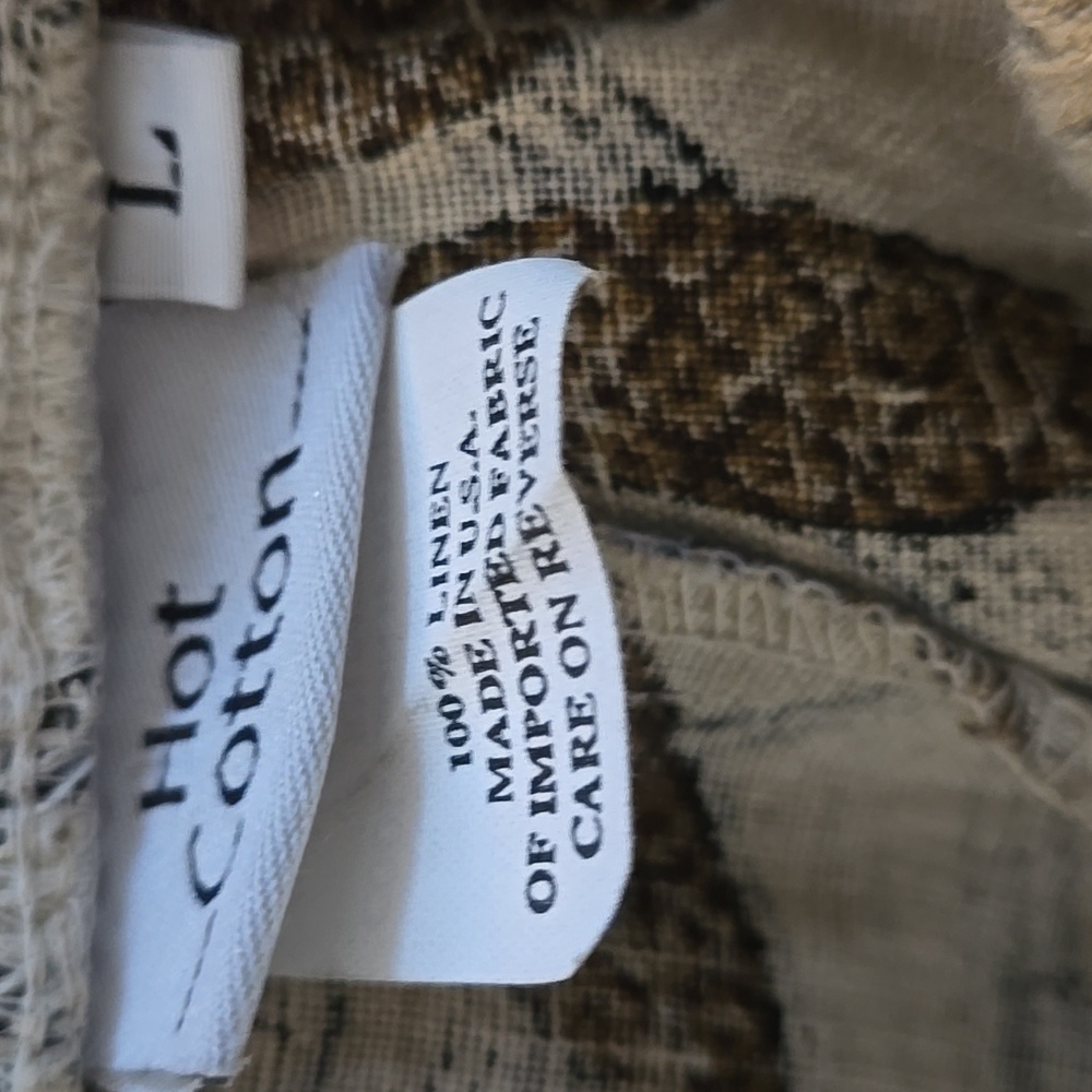 Hot Cotton Brown and Cream Tropical Print Boho Pants - Picture 3 of 4